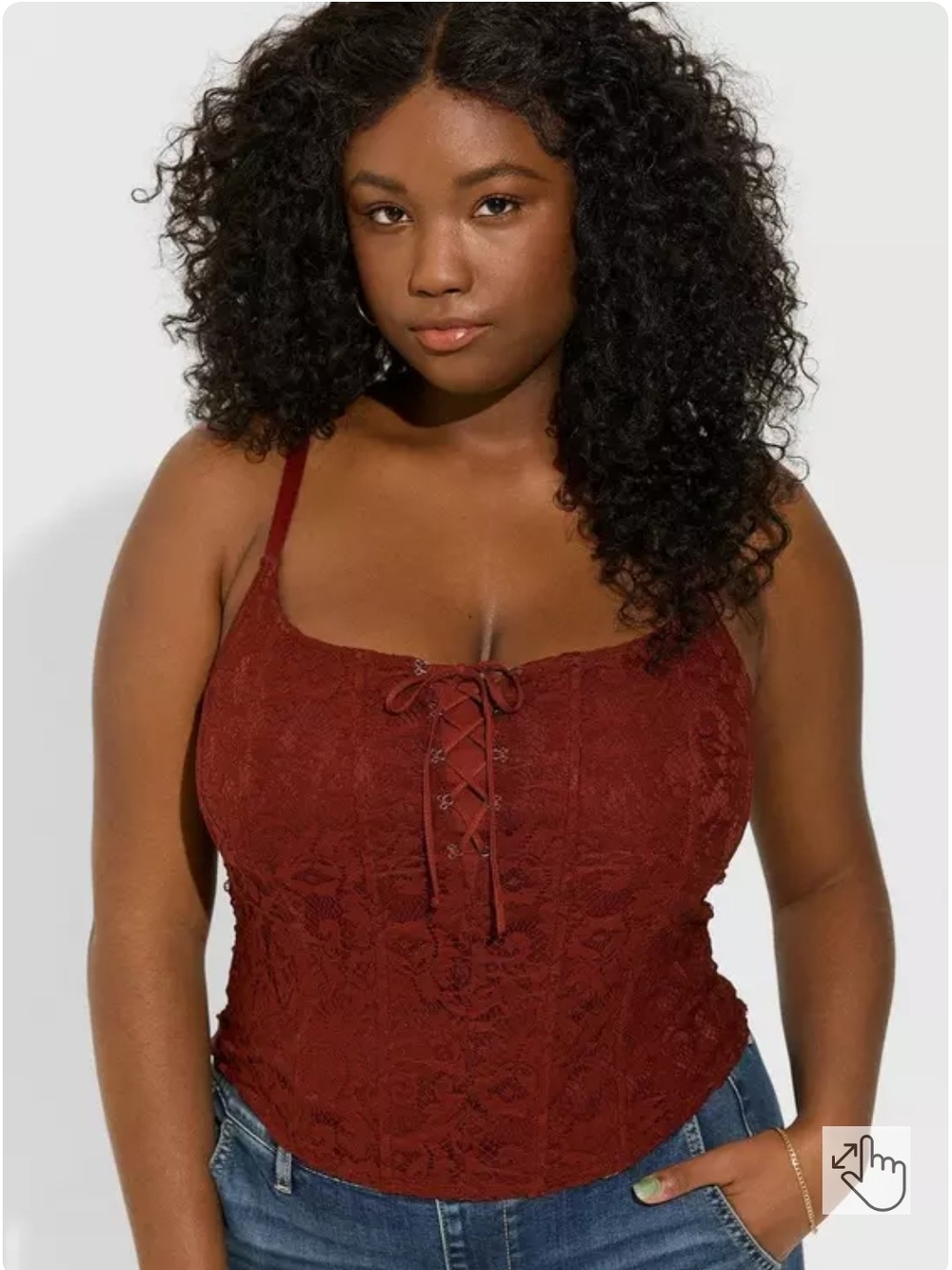 torrid Wine Lace Corset Cami with Front Lace-Up